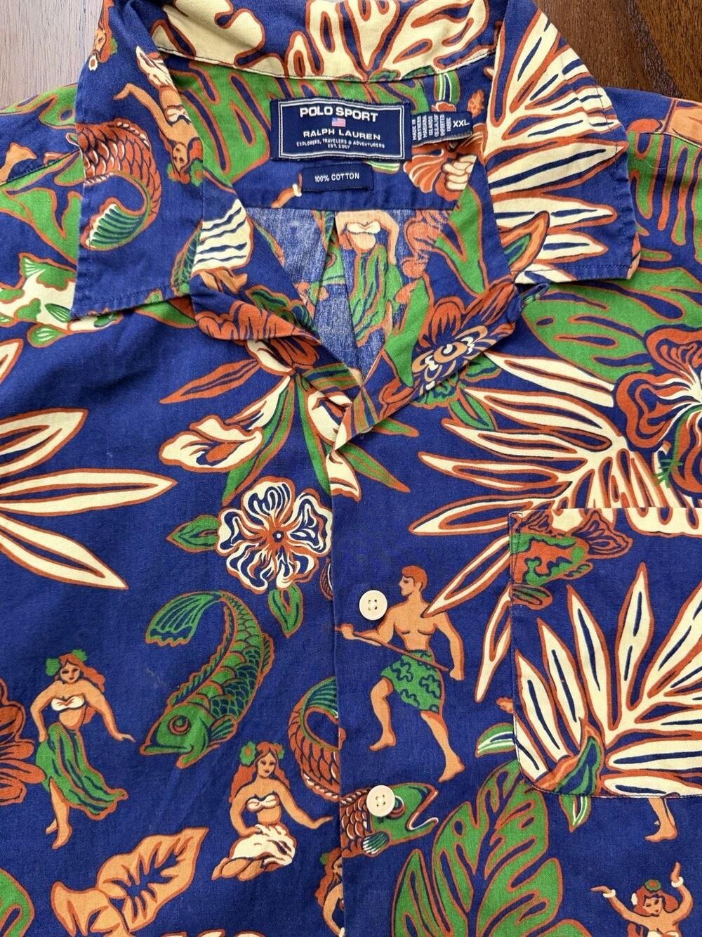 Polo Ralph Lauren Sport Clayton Cotton Shirt Hawaiian Floral Print Men’s XXL